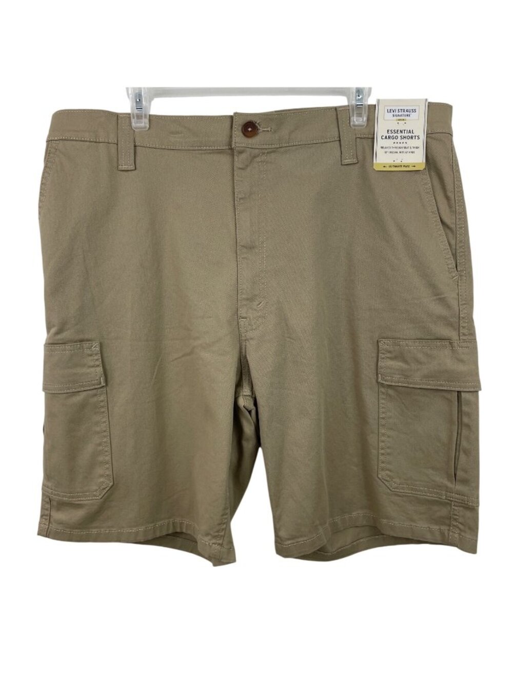Levi Strauss Signature Shorts Mens 40 Essential Cargo Relaxed Fit Flex Khaki